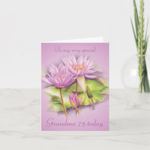 Tarjeta de cumpleaños 75 de la abuela con flores d