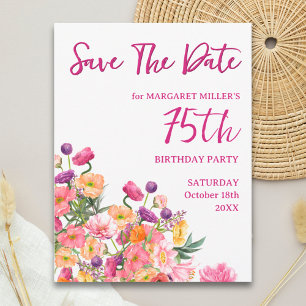 Tarjeta de Cumpleaños 75 Floral - Elegante