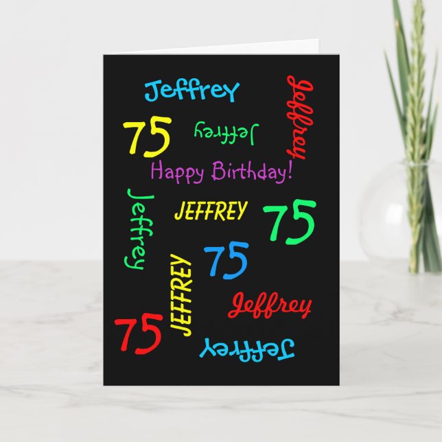 Tarjeta de cumpleaños 75 personalizada Cualquier n (Anverso)