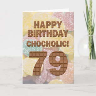 Tarjeta de cumpleaños 79 de color chocolate