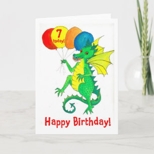 Tarjeta de cumpleaños 7 del Dragón Verde