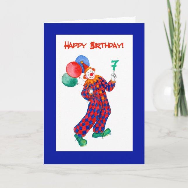 Tarjeta de cumpleaños 7 para payasos (Anverso)