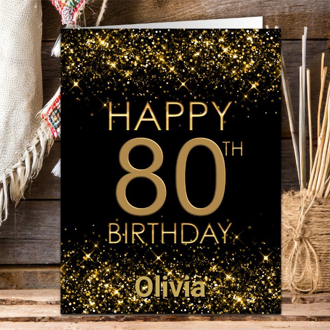 Tarjeta de cumpleaños 80 Black Gold (Subido por el creador)