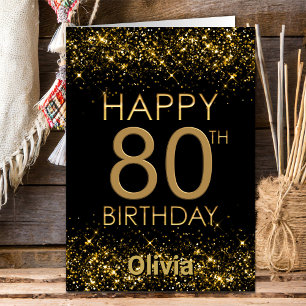Tarjeta de cumpleaños 80 Black Gold