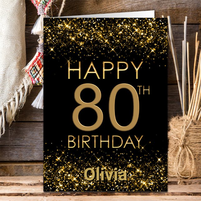 Tarjeta de cumpleaños 80 Black Gold (Subido por el creador)
