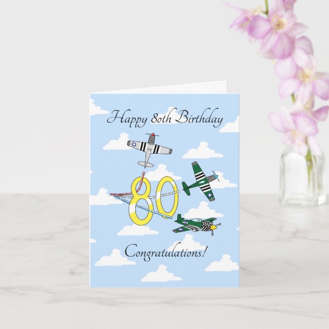 Tarjeta de cumpleaños 80 (Cielo Azul) de Mustangs (Orquídea)