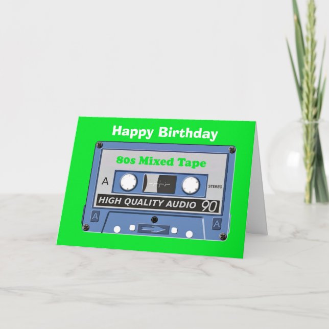 Tarjeta de cumpleaños 80 con cinta de música de ci (Anverso)
