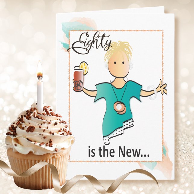 Tarjeta de cumpleaños 80 para ella - Fab y Cute (Subido por el creador)