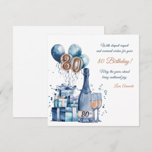 Tarjeta de cumpleaños 80 personalizada para hombre