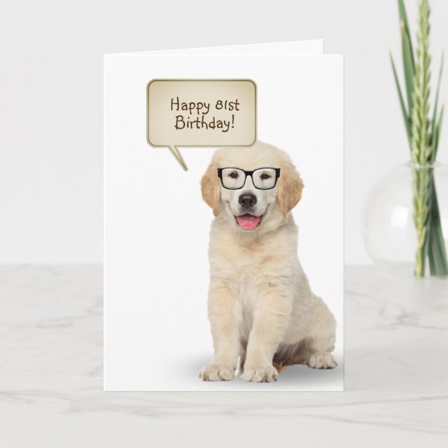 Tarjeta de cumpleaños 81 de Golden Retriever Puppy (Anverso)