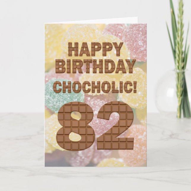 Tarjeta de cumpleaños 82 de color chocolate (Anverso)