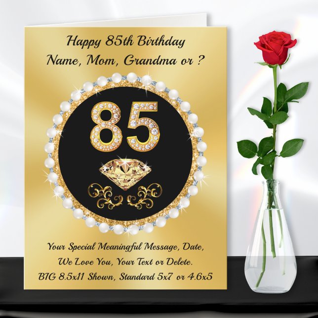 Tarjeta de cumpleaños 85 para mujer, madre, abuela (85th birthday card for mum, grandma, mom, her. 85th birthday cards female. 85th birthday ideas mom.)