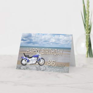 tarjeta de cumpleaños 86 con una moto