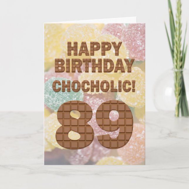 Tarjeta de cumpleaños 89 de color chocolate (Anverso)