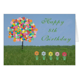 Tarjeta de cumpleaños 8 felíz árbol de chicle