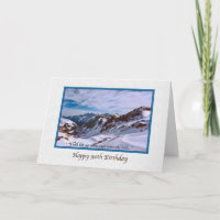 Tarjeta de cumpleaños 90 con montañas nevadas
