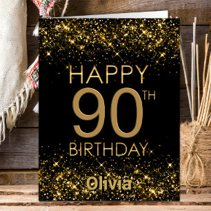 Tarjeta de cumpleaños 90 de Black Gold