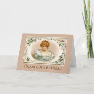 Tarjeta de cumpleaños 90 de la bonito victoriana L