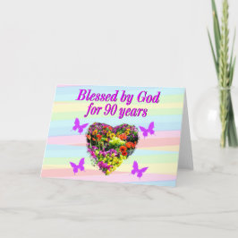 TARJETA DE CUMPLEAÑOS 90 DE LA FLORAL PURPLE