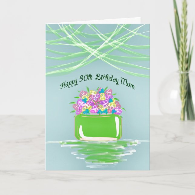 Tarjeta de cumpleaños 90 para mamá en flores paste (Anverso)