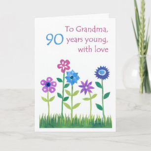 Tarjeta de cumpleaños 90 para una abuela - Flores
