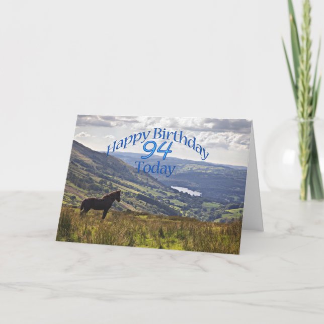 Tarjeta de cumpleaños 94º para caballos y paisajes (Anverso)