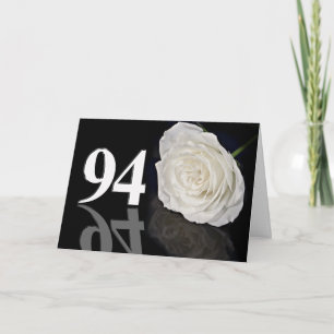 Tarjeta de cumpleaños 94 con una rosa blanca clási