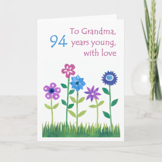 Tarjeta de cumpleaños 94 para una abuela - Flores (Anverso)