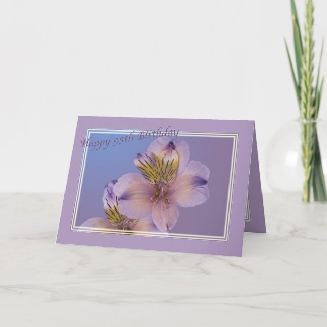 Tarjeta de cumpleaños 95 con flores de lavanda (Anverso)