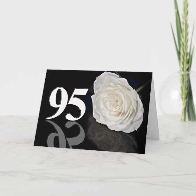 Tarjeta de cumpleaños 95 con una rosa blanca clási (Anverso)