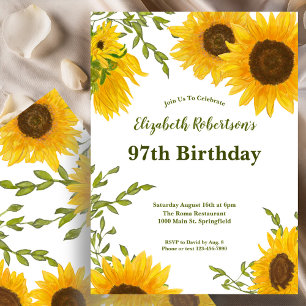 Tarjeta de cumpleaños 97 para mujer con girasoles 