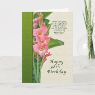 Tarjeta de cumpleaños 98 con Gladiolus rosa