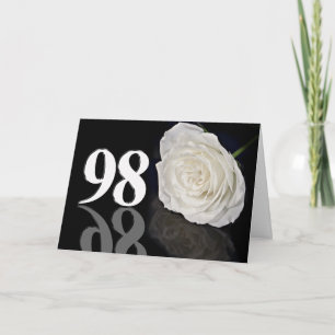 Tarjeta de cumpleaños 98 con rosa blanca clásica