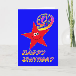 Tarjeta de cumpleaños 9 de Red Star Happy