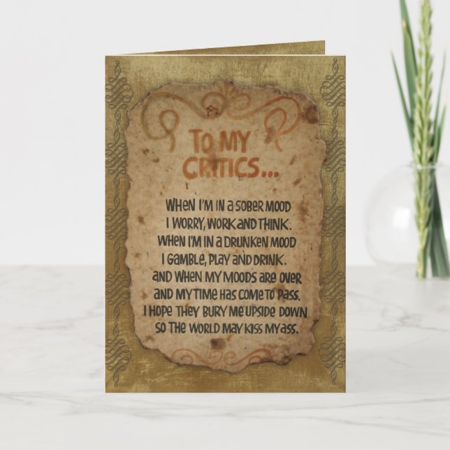 Tarjeta de cumpleaños 'A mis críticos' (Anverso)