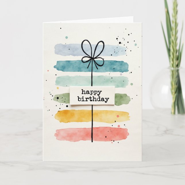 Tarjeta de cumpleaños a rayas dulces (Anverso)