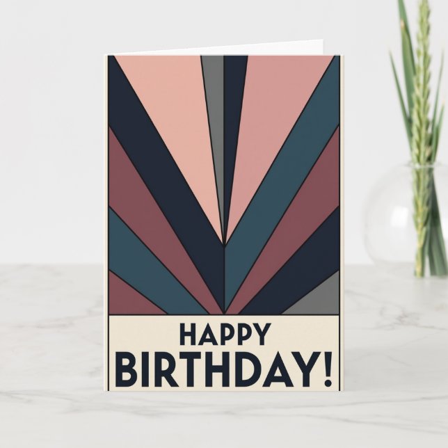 Tarjeta de cumpleaños abstracta de abanico (Anverso)