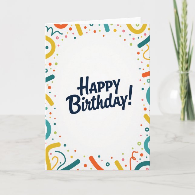 Tarjeta de cumpleaños abstracta jubilosa (Anverso)