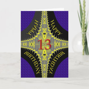 Tarjeta de cumpleaños abstracta para un niño de 13
