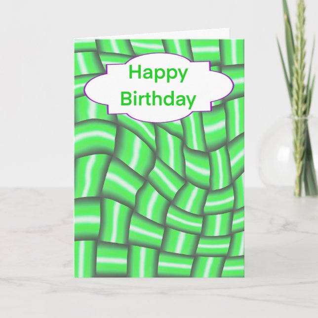 Tarjeta de cumpleaños abstracta verde (Anverso)