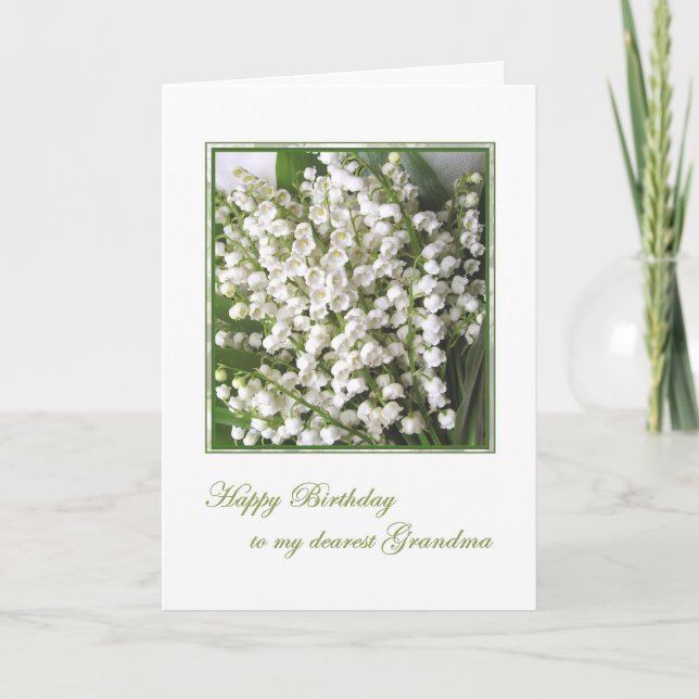 Tarjeta de cumpleaños. Abuela. Lily de las flores  (Anverso)