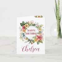 Tarjeta de cumpleaños acuarela floral acuática par
