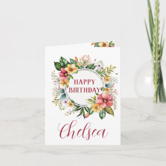 Tarjeta de cumpleaños acuarela floral acuática par