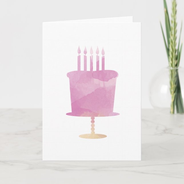 Tarjeta de cumpleaños acuarela - Pastel de cumplea (Anverso)