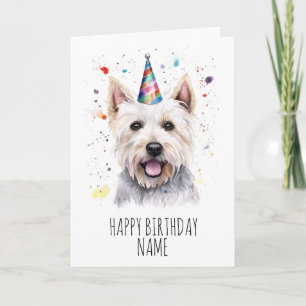 Tarjeta de cumpleaños acuarela Westie