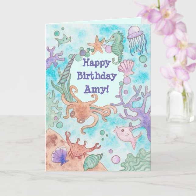 Tarjeta de cumpleaños acuático (Orquídea)