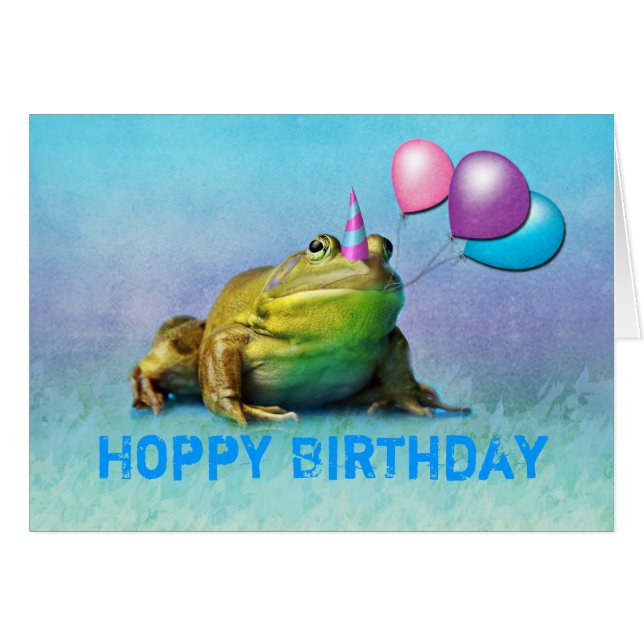 Tarjeta de cumpleaños adaptable de la rana del (Anverso (Horizontal))