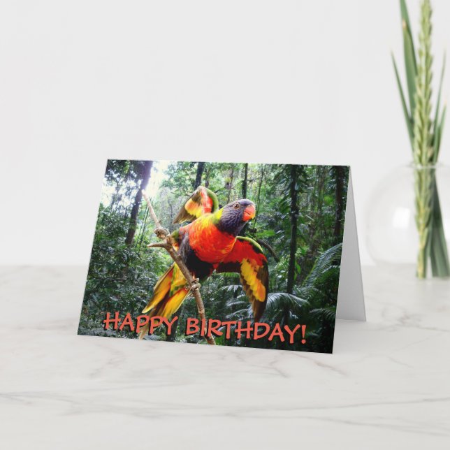 Tarjeta de cumpleaños adaptable del loro del (Anverso)