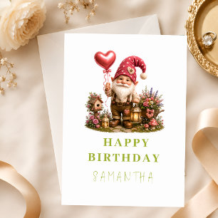 Tarjeta de cumpleaños adorable de gnomo para niños