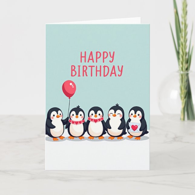 Tarjeta de cumpleaños adorable del Ártico (Anverso)